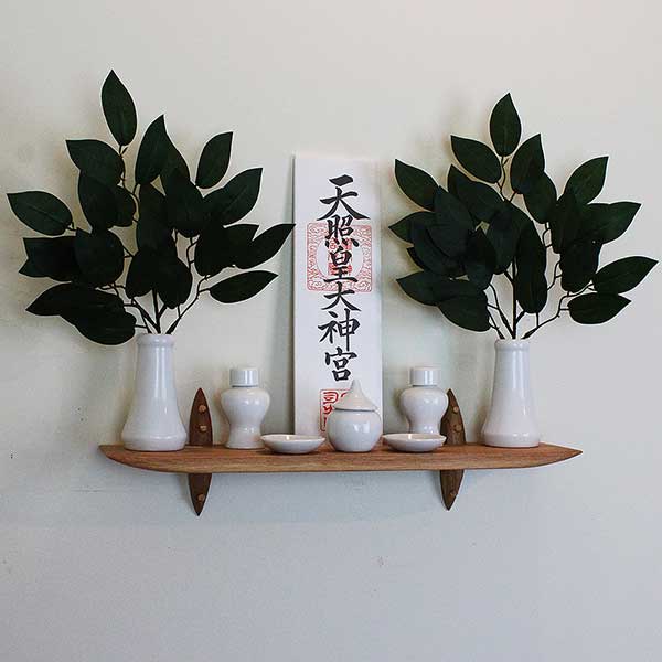 壁掛け棚40クルミ神具セット